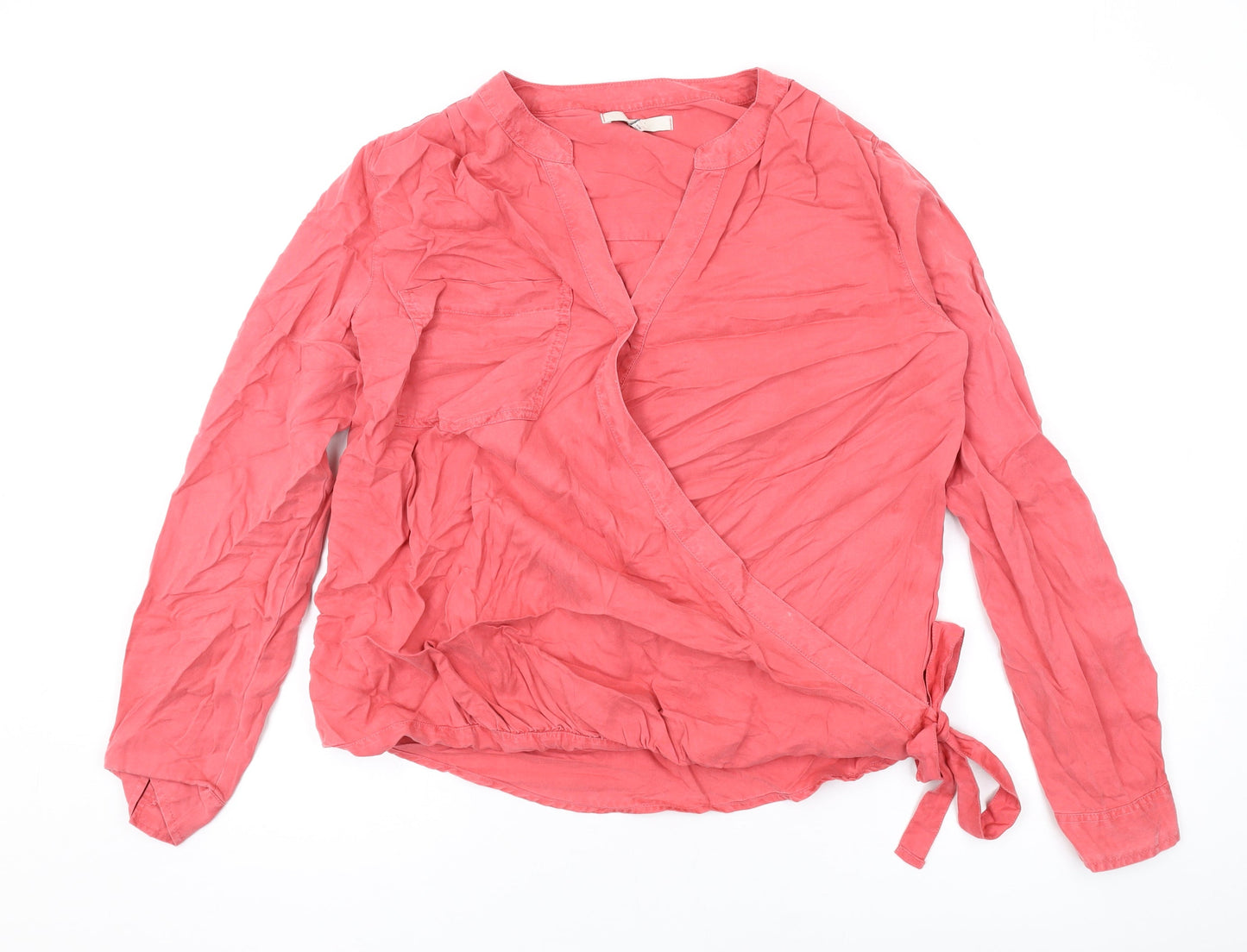 NEXT Womens Pink Polyester Basic Blouse Size 12 V-Neck