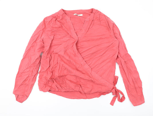 NEXT Womens Pink Polyester Basic Blouse Size 12 V-Neck