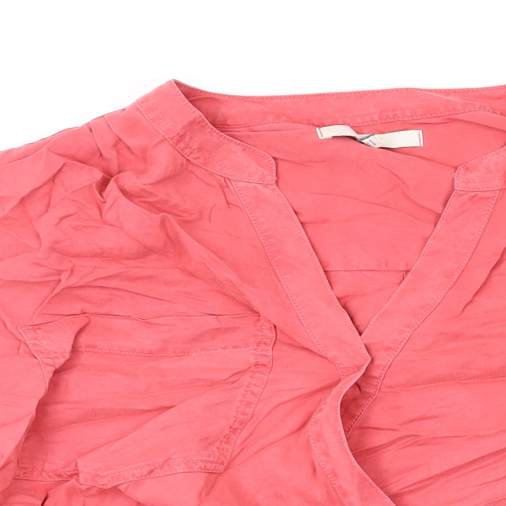 NEXT Womens Pink Polyester Basic Blouse Size 12 V-Neck