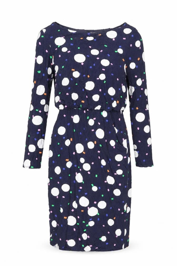 Phase Eight Womens Blue Polka Dot Viscose Bodycon Size 12 Boat Neck Pullover