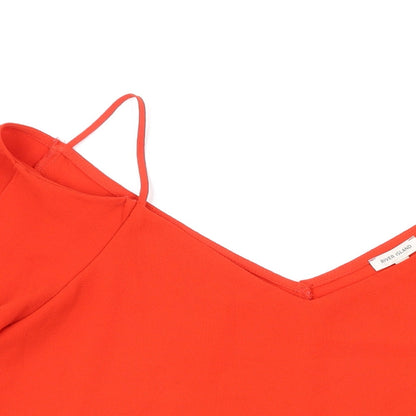 River Island Womens Red Polyester Basic Blouse Size 10 V-Neck