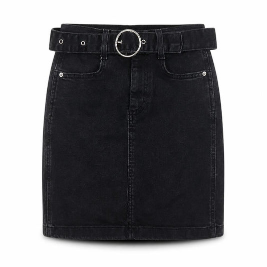 Denim & Co. Womens Black Chlorofibre A-Line Skirt Size 6 Zip - Belted