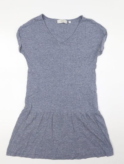 Next Womens Blue Cotton A-Line Size 8 V-Neck