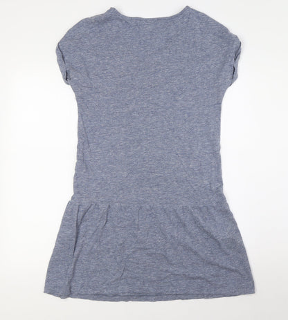 Next Womens Blue Cotton A-Line Size 8 V-Neck