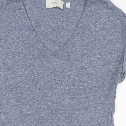 Next Womens Blue Cotton A-Line Size 8 V-Neck
