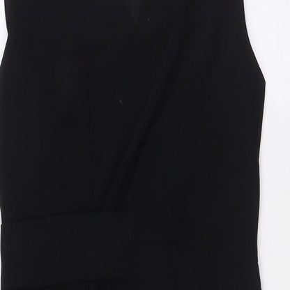 Hamburger Studio Womens Black Polyester Wrap Dress Size L V-Neck Zip