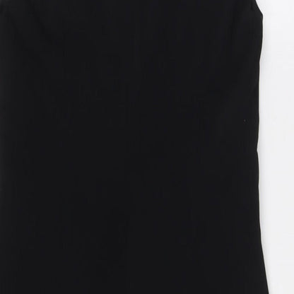 Hamburger Studio Womens Black Polyester Wrap Dress Size L V-Neck Zip
