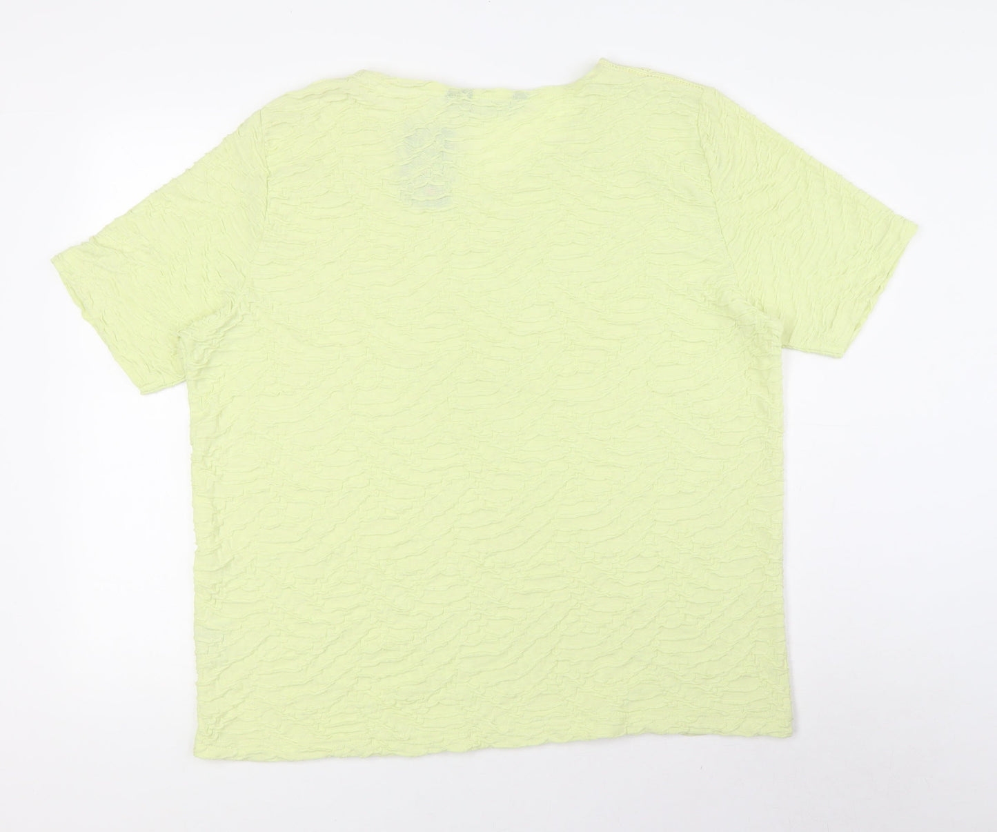 Isle Womens Yellow Polyester Basic T-Shirt Size XL Round Neck - Textured