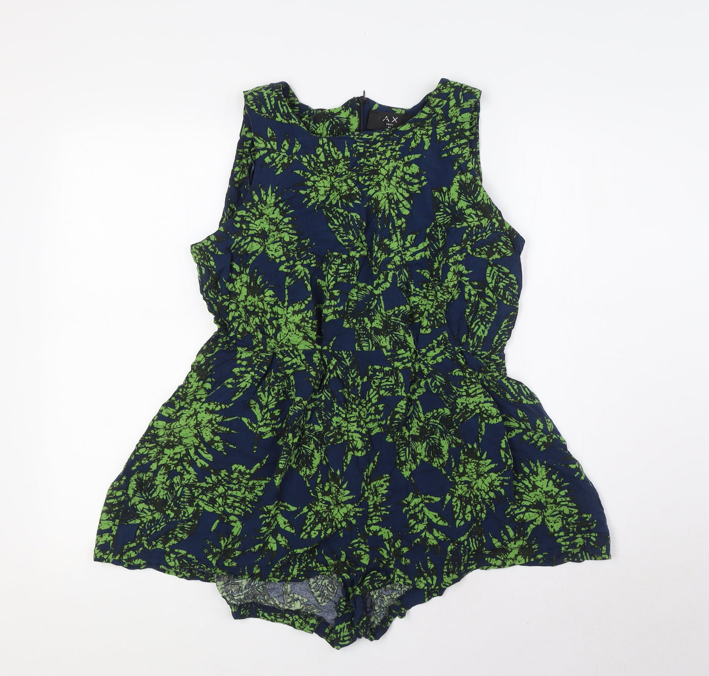 AX Womens Blue Cotton Playsuit One-Piece Size 14 Zip