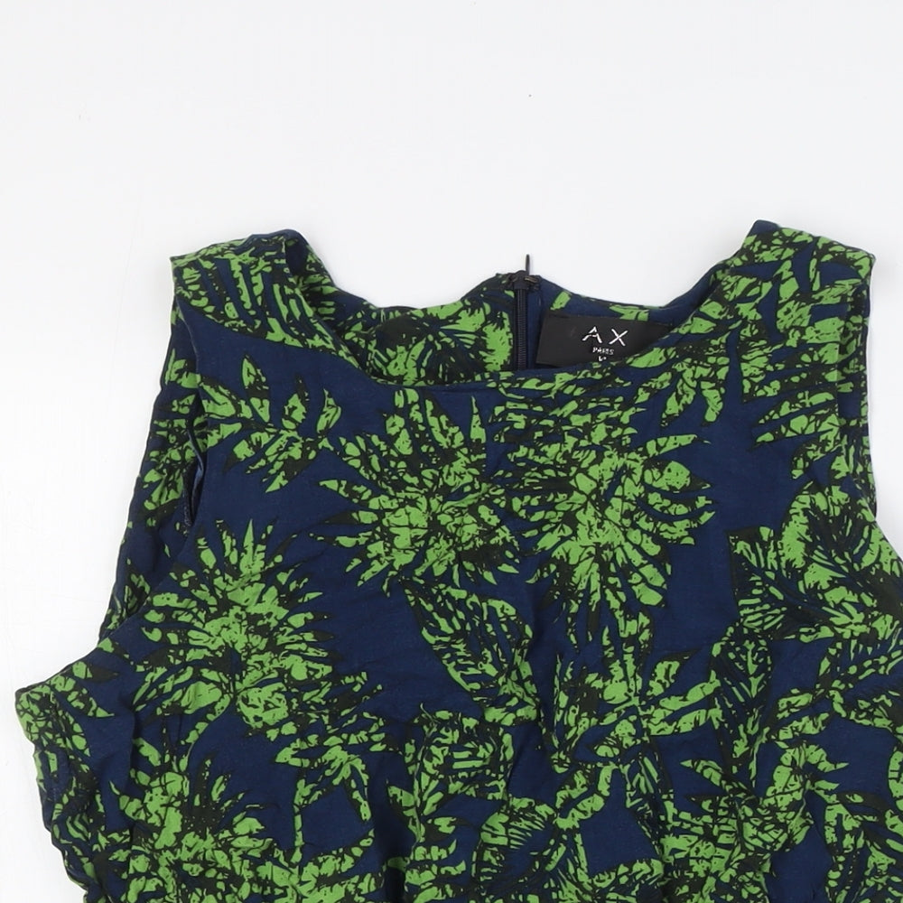 AX Womens Blue Cotton Playsuit One-Piece Size 14 Zip