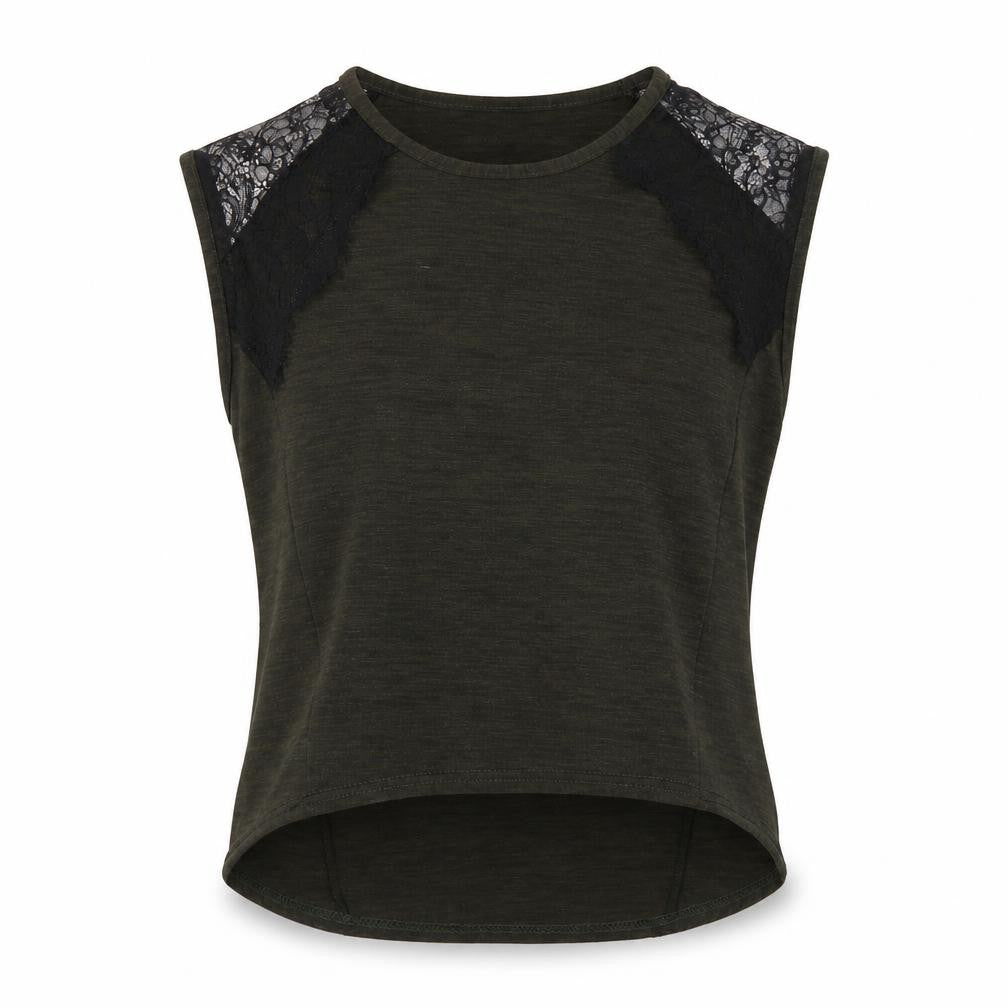 Miss Selfridge Womens Gold Polyester Basic Blouse Size 10 Boat Neck - Lace
