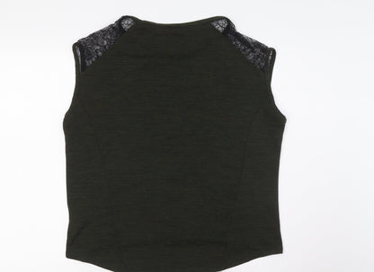 Back view of Miss Selfridge women’s gold polyester basic blouse, size UK 10, boat neck - lace