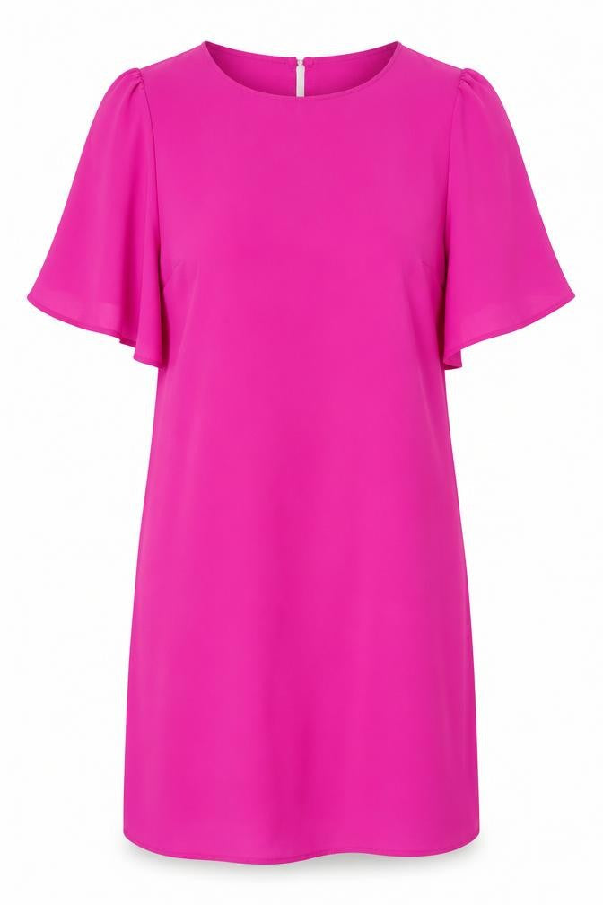 Miss Selfridge Womens Pink Polyester A-Line Size 12 Boat Neck Button