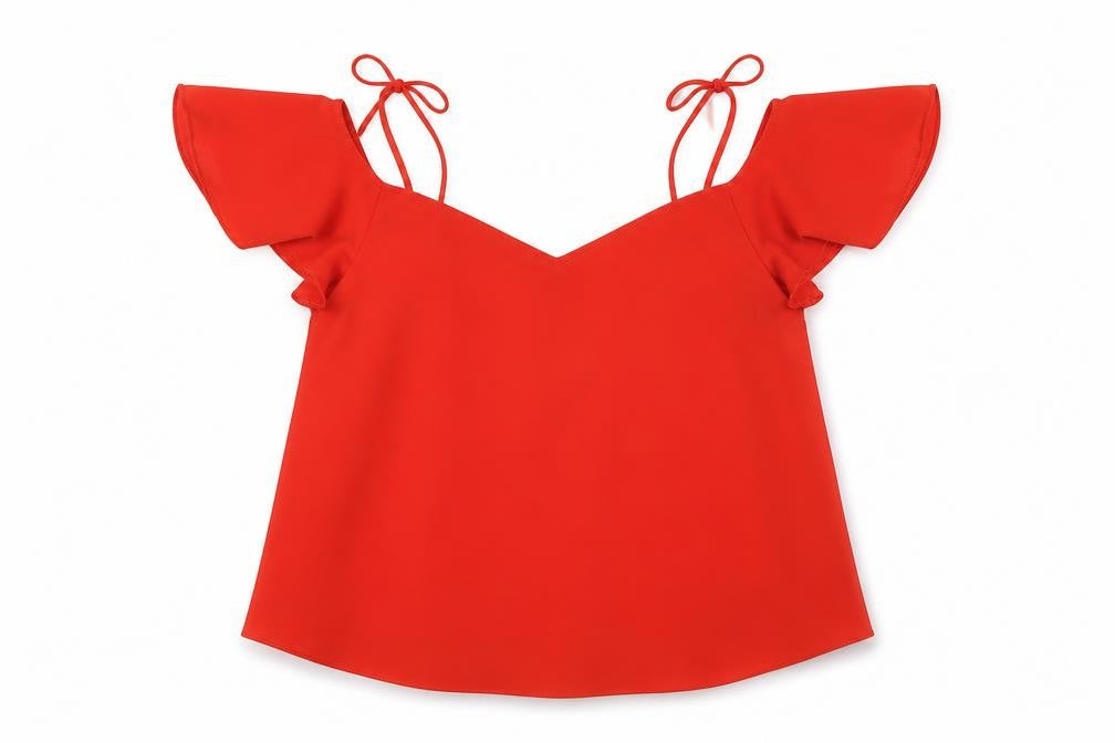 Topshop Womens Red Polyester Basic Blouse Size 8 Scoop Neck