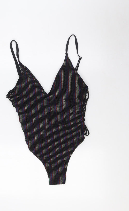 VALERIA Womens Multicoloured Striped Nylon One Piece Size L