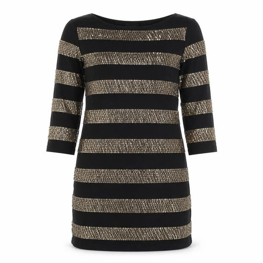 Phase Eight Womens Black Viscose Mini Size 12 Round Neck - Sequins