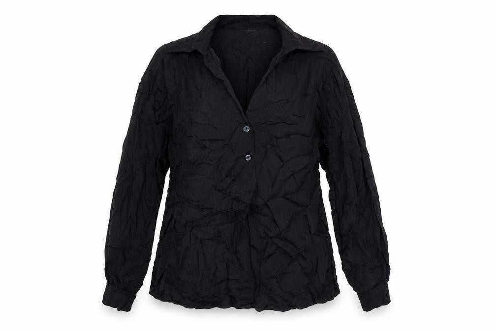 Oliver Bonas Womens Black Viscose Basic Blouse Size 6 Collared