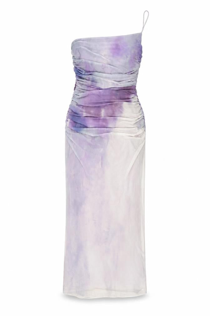 Zara Womens Purple Geometric Polyester Bodycon Size XS One Shoulder Zip