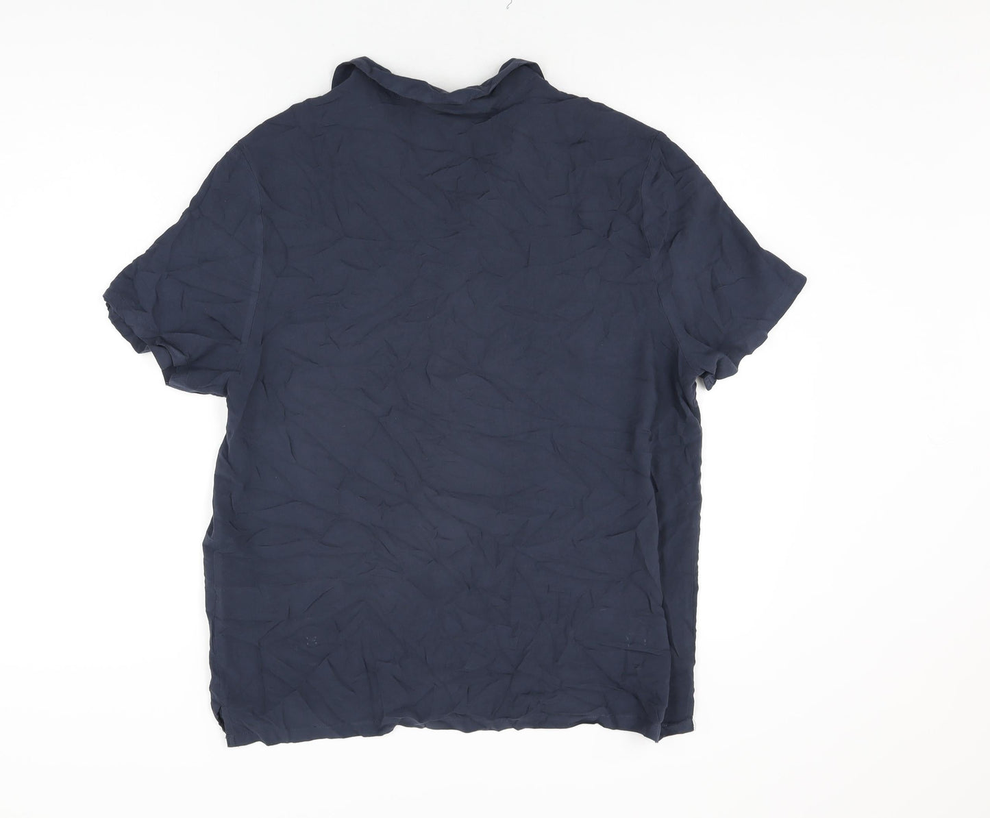 ASOS Mens Blue Viscose Button-Up Size M Collared Button
