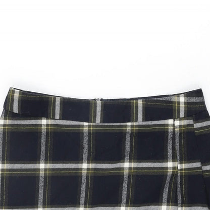 Oasis Womens Blue Plaid Polyester A-Line Skirt Size 12 Zip