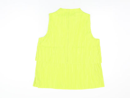 Next Womens Yellow Polyester Basic T-Shirt Size 14 Round Neck