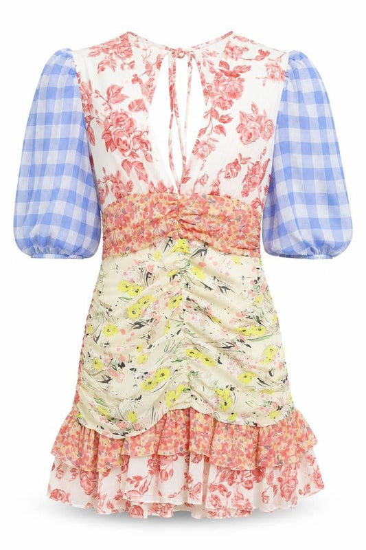 ASOS Womens Multicoloured Floral Polyester Mini Size 16 V-Neck Zip