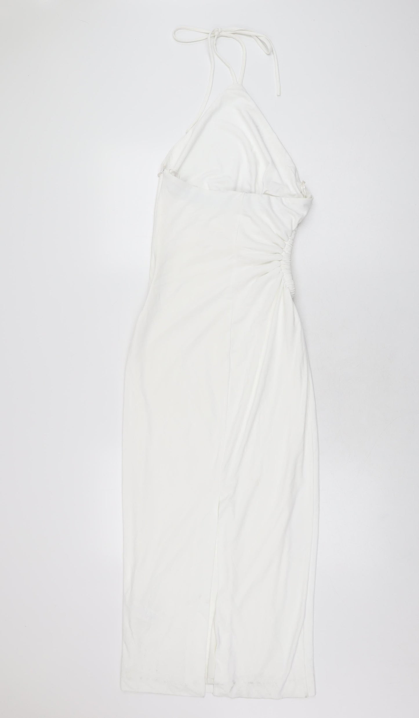 Zara Womens White Polyester Bodycon Size S Halter Zip