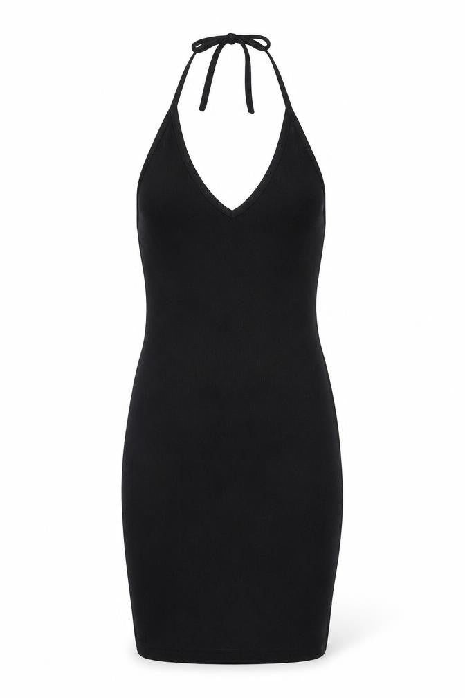 Missguided Womens Black Polyester Bodycon Size 8 Halter Tie