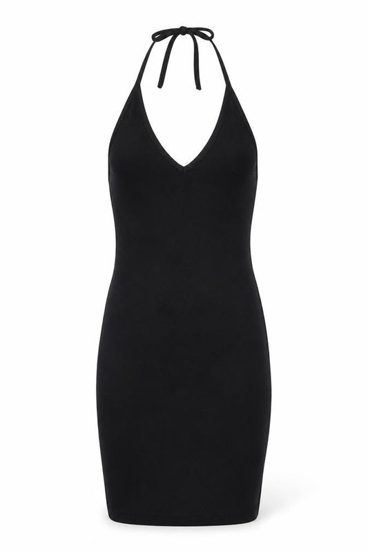 Missguided Womens Black Polyester Bodycon Size 8 Halter Tie