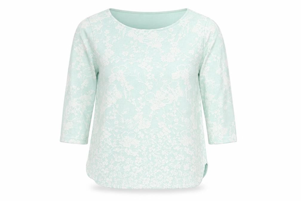 Per Una Womens Green Floral Polyester Basic T-Shirt Size 14 Round Neck