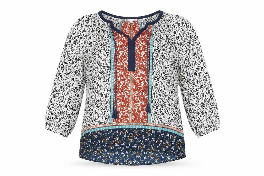 DR2 Womens Multicoloured Floral Polyester Basic Blouse Size M V-Neck