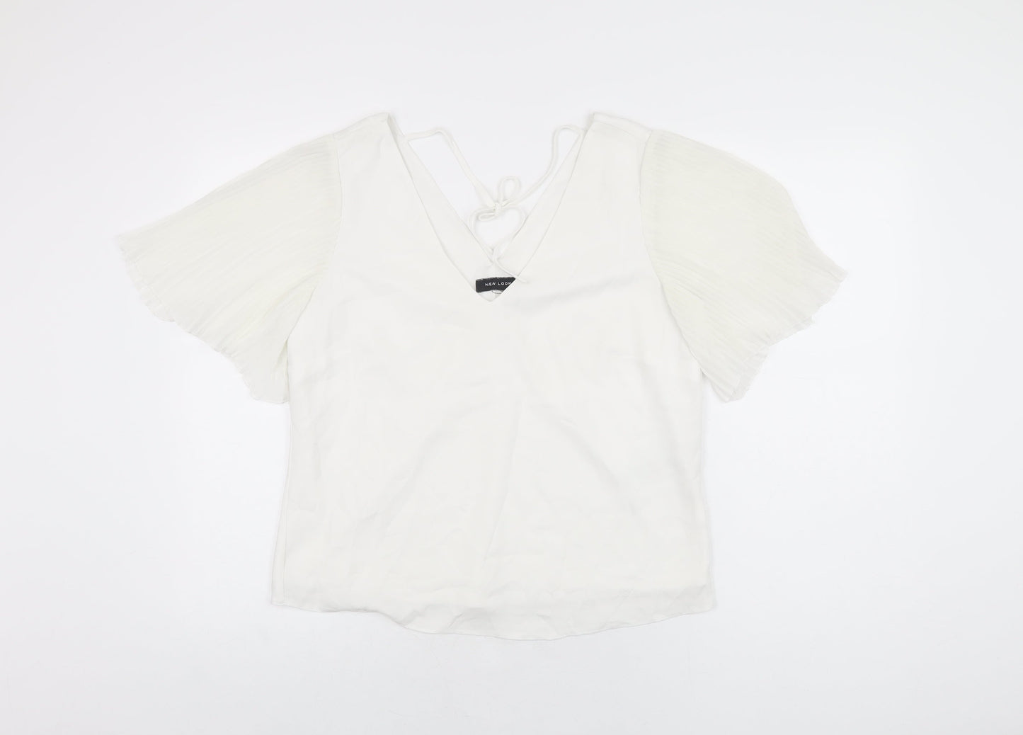 New Look Womens White Polyester Basic Blouse Size 12 V-Neck