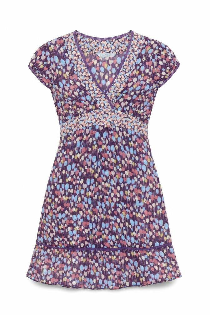 Red Herring Womens Purple Geometric Polyester A-Line Size 12 V-Neck Pullover