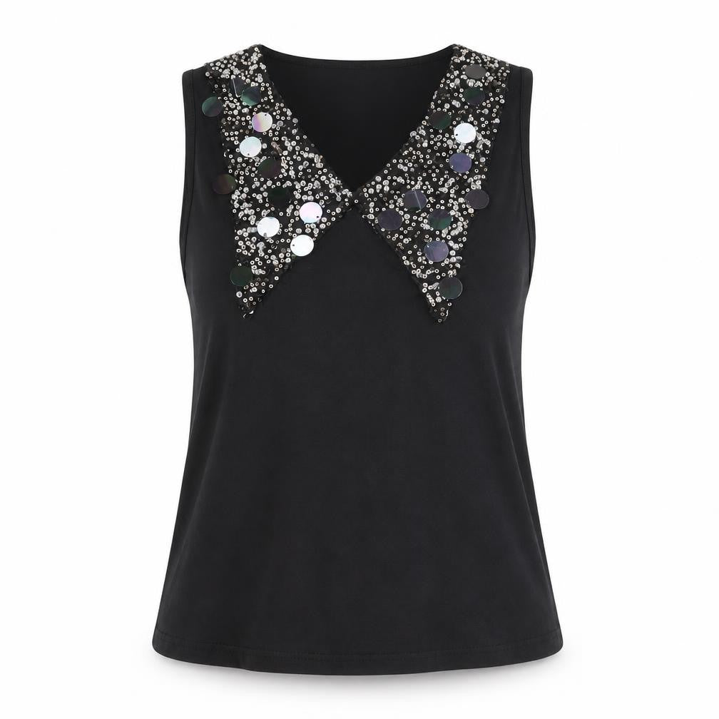 May by Shining Star Womens Black Cotton Basic T-Shirt Size S V-Neck