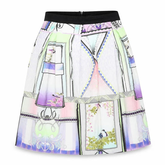 River Island Womens Multicoloured Geometric Cotton Swing Skirt Size 14 Zip