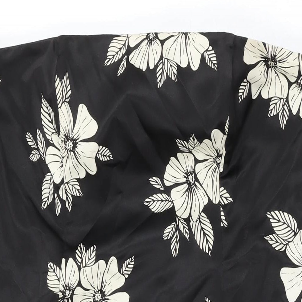 Principles Womens Black Floral Polyester Mini Size 16 Off the Shoulder Zip