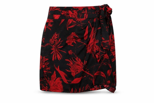 Zara Womens Black Floral Polyester A-Line Skirt Size S Zip