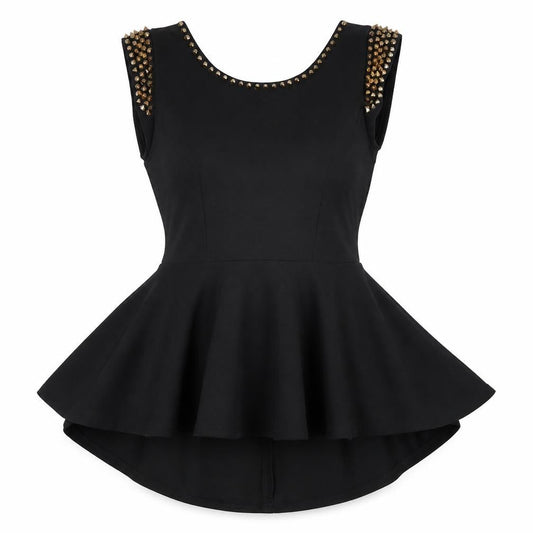 Point Womens Black Polyester Basic T-Shirt Size 10 Round Neck