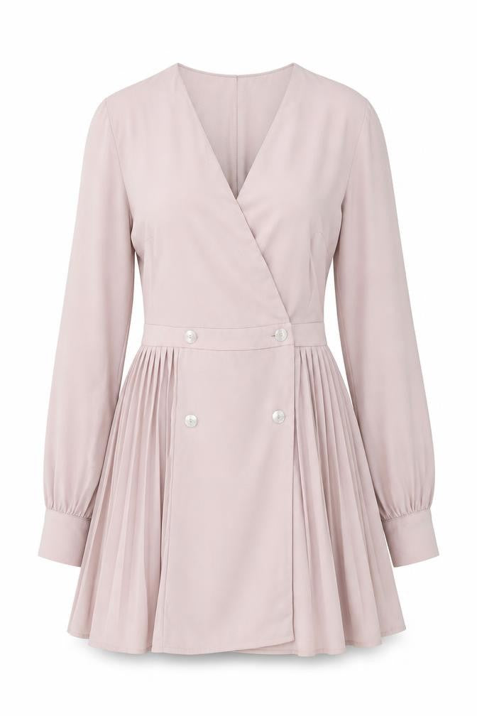 Missguided Womens Pink Polyester Skater Dress Size 4 V-Neck Button