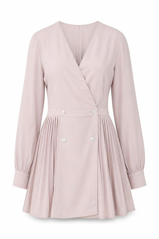 Missguided Womens Pink Polyester Skater Dress Size 4 V-Neck Button