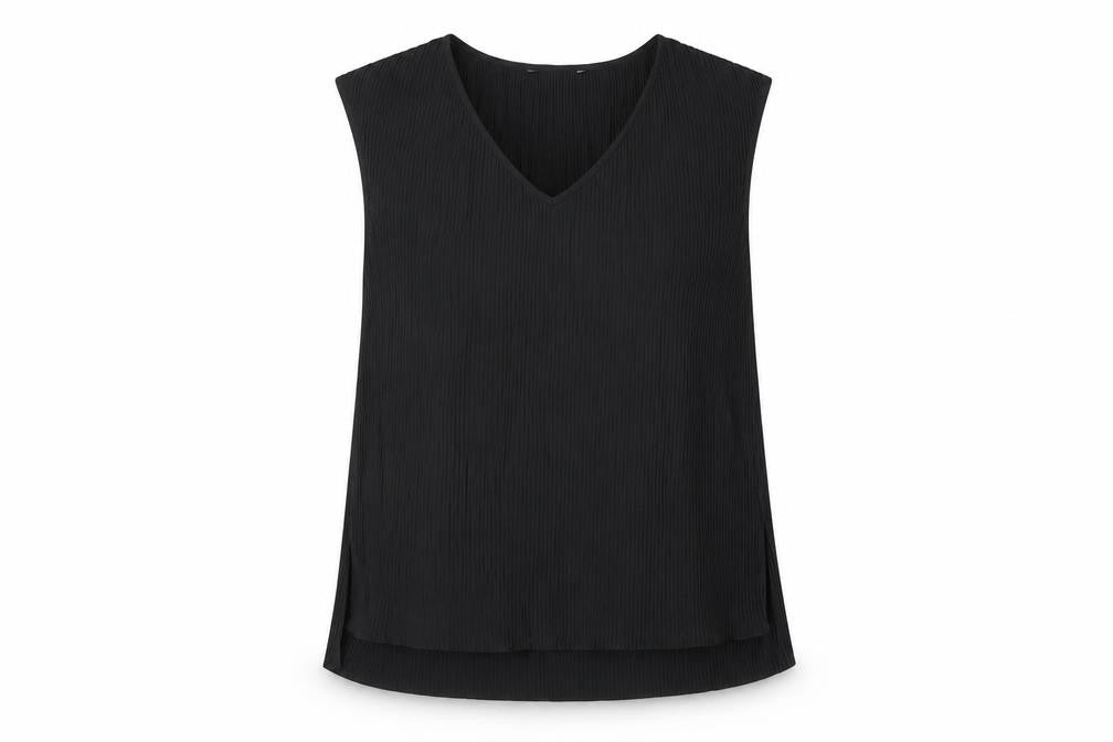 NEXT Womens Black Polyester Basic T-Shirt Size 8 V-Neck