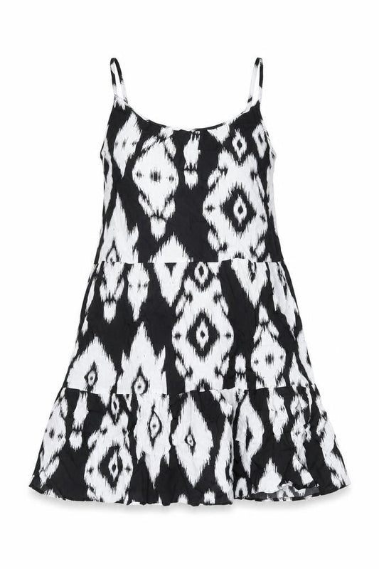 Marks & Spencer Womens Black Geometric Viscose Shift Size 10 Scoop Neck Pullover