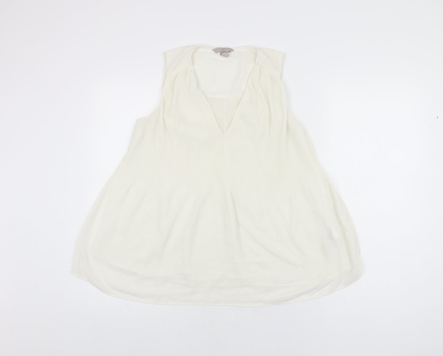 H&M Womens Ivory Polyester Basic Blouse Size S V-Neck