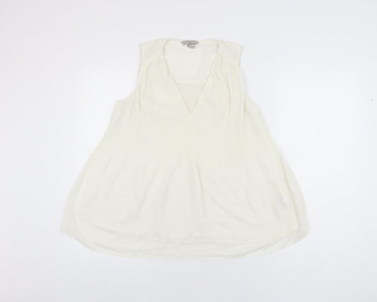H&M Womens Ivory Polyester Basic Blouse Size S V-Neck