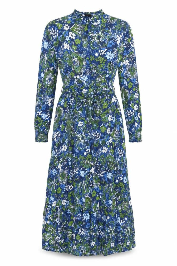 John Lewis Womens Multicoloured Floral Viscose A-Line Size 10 Round Neck Button