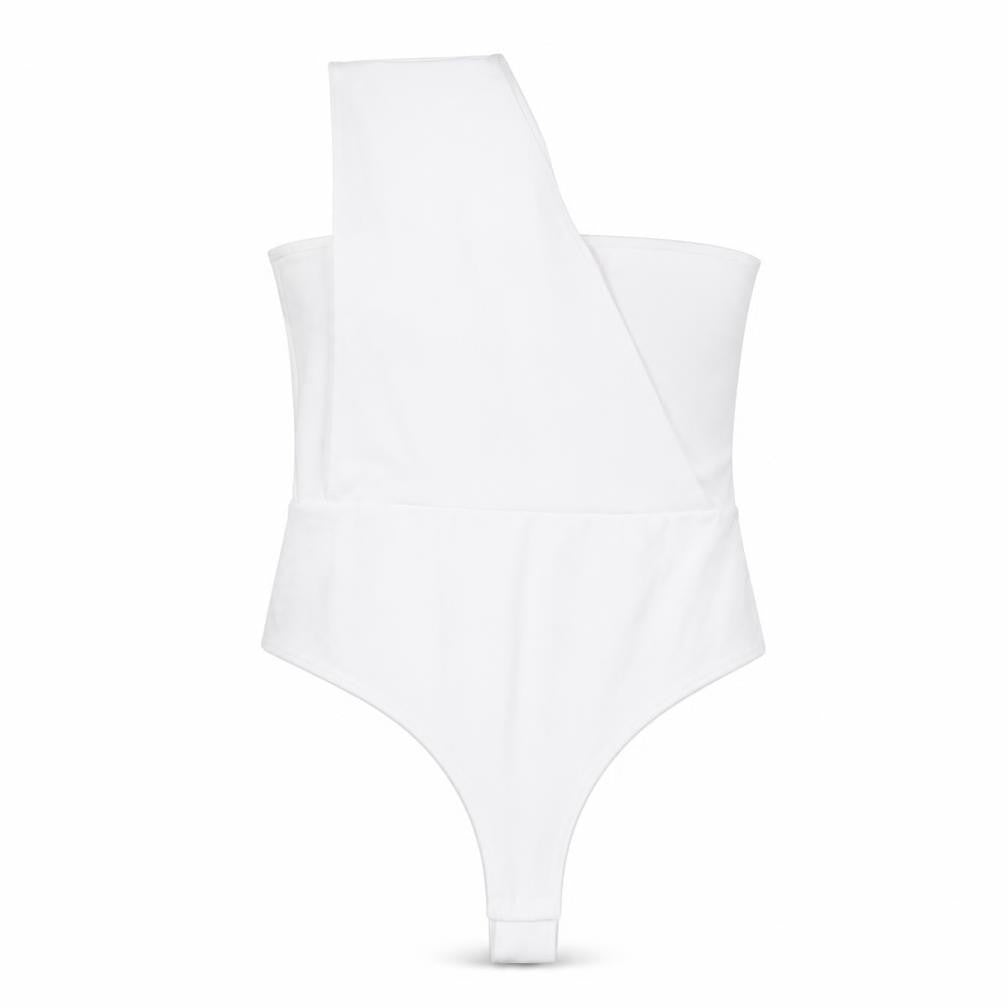 PRETTYLITTLETHING Womens White Polyester Bodysuit One-Piece Size 16 Snap