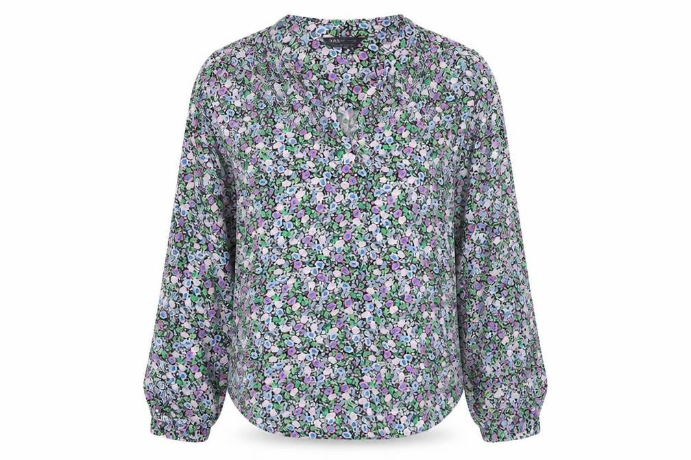 Marks & Spencer Womens Multicoloured Floral Viscose Basic Blouse Size 8 V-Neck