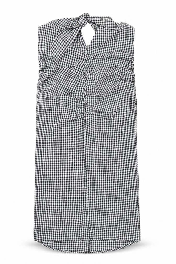 Mango Womens Black Check Polyester Bodycon Size M Square Neck Zip