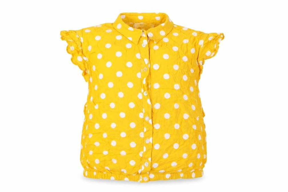 Oasis Womens Yellow Polka Dot Viscose Basic Button-Up Size 14 Collared