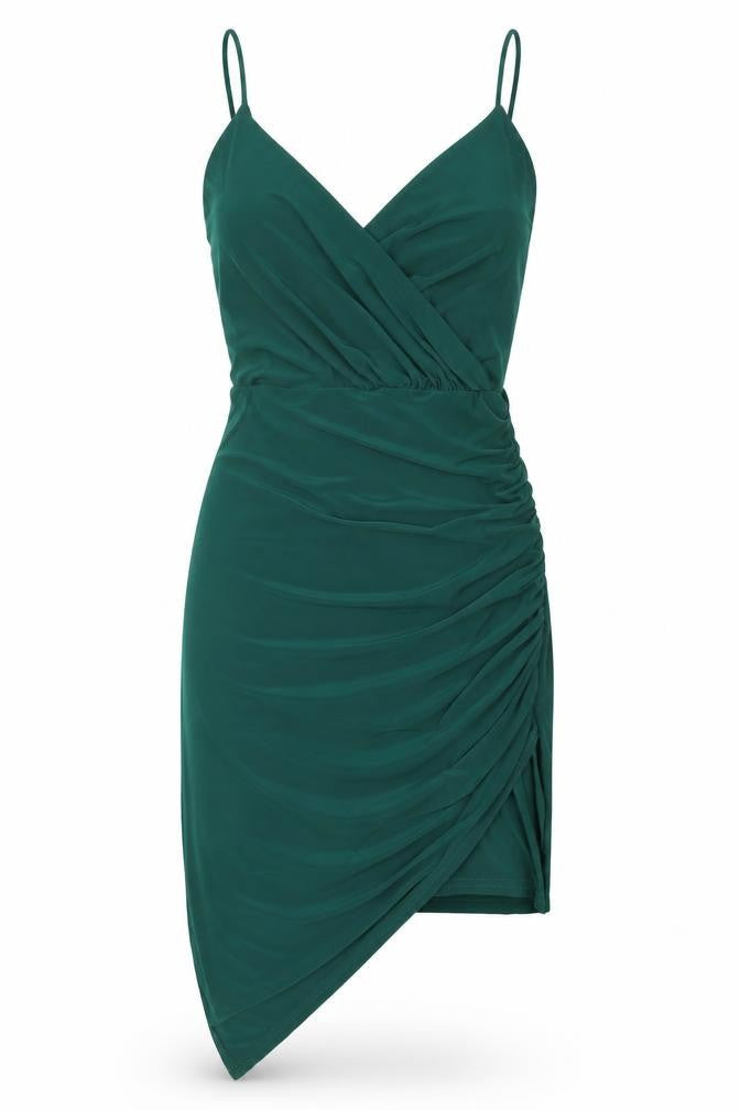 Missguided Womens Green Polyester Bodycon Size 8 V-Neck Pullover